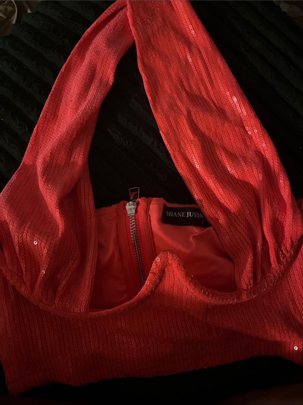 Shane Justin Red Sequin Crop Top